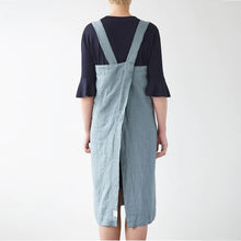 Load image into Gallery viewer, Linen Pinafore Apron Blue Fog
