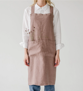 Linen Crossback Apron Ashes of Roses
