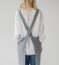 Load image into Gallery viewer, Linen Crossback Apron Blue Fog
