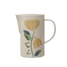 Load image into Gallery viewer, Wax Relief Flower Stoneware Pitcher
