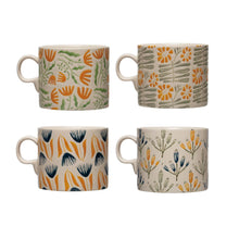 Load image into Gallery viewer, Wax Relief Flowers Stoneware Mug

