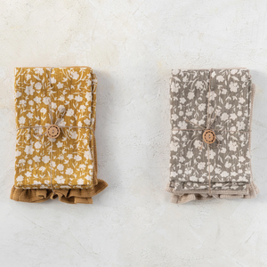 Cotton Ruffle & Loops Waffle Tea Towels Set