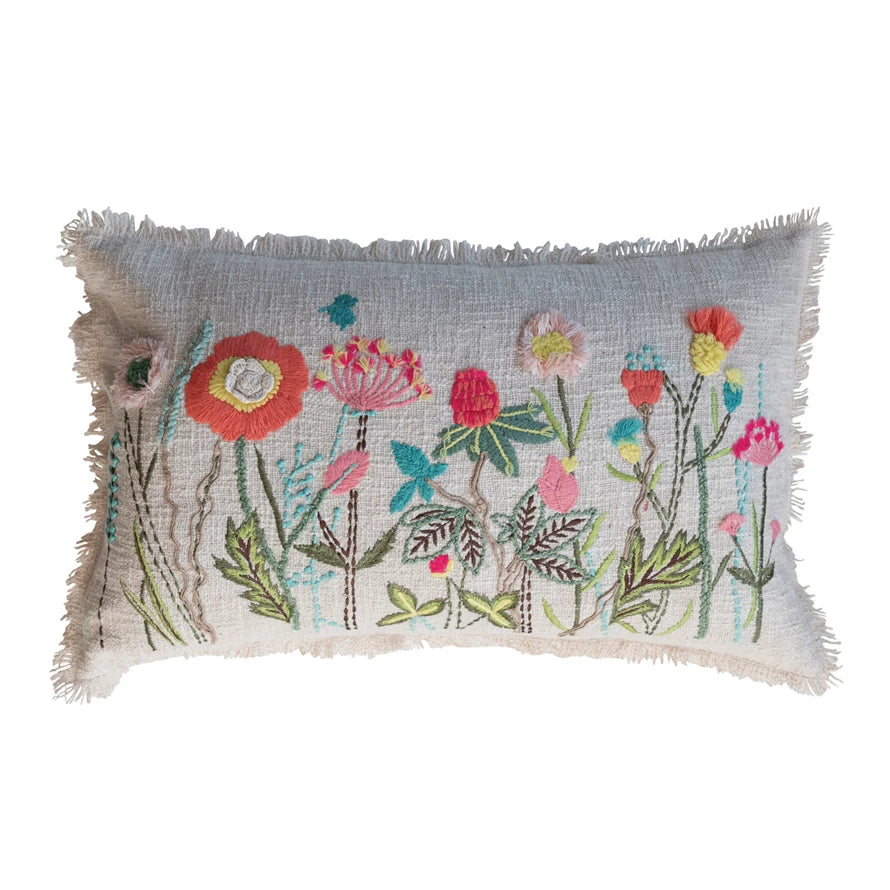 Flowers & Fringe Lumbar Pillow