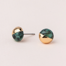 Load image into Gallery viewer, Dipped Stone Stud African Turquoise &amp; Gold
