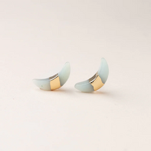 Load image into Gallery viewer, Crescent Moon Stud Amazonite &amp; Gold
