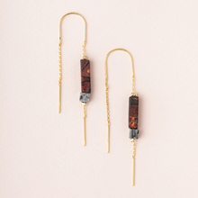 Load image into Gallery viewer, Rectangle Stone Thread Earring Majestic Jasper &amp; Gold
