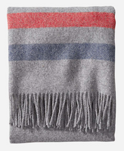 Load image into Gallery viewer, Eco-Wise Wool Fringed Throw Grey Stripe
