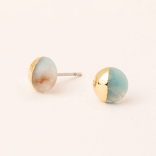 Load image into Gallery viewer, Dipped Stone Stud Amazonite &amp; Gold
