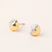 Load image into Gallery viewer, Dipped Stone Stud Howlite &amp; Gold
