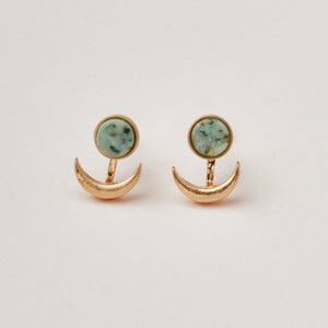 Stone Moon Phase Ear Jacket African Turquoise & Gold
